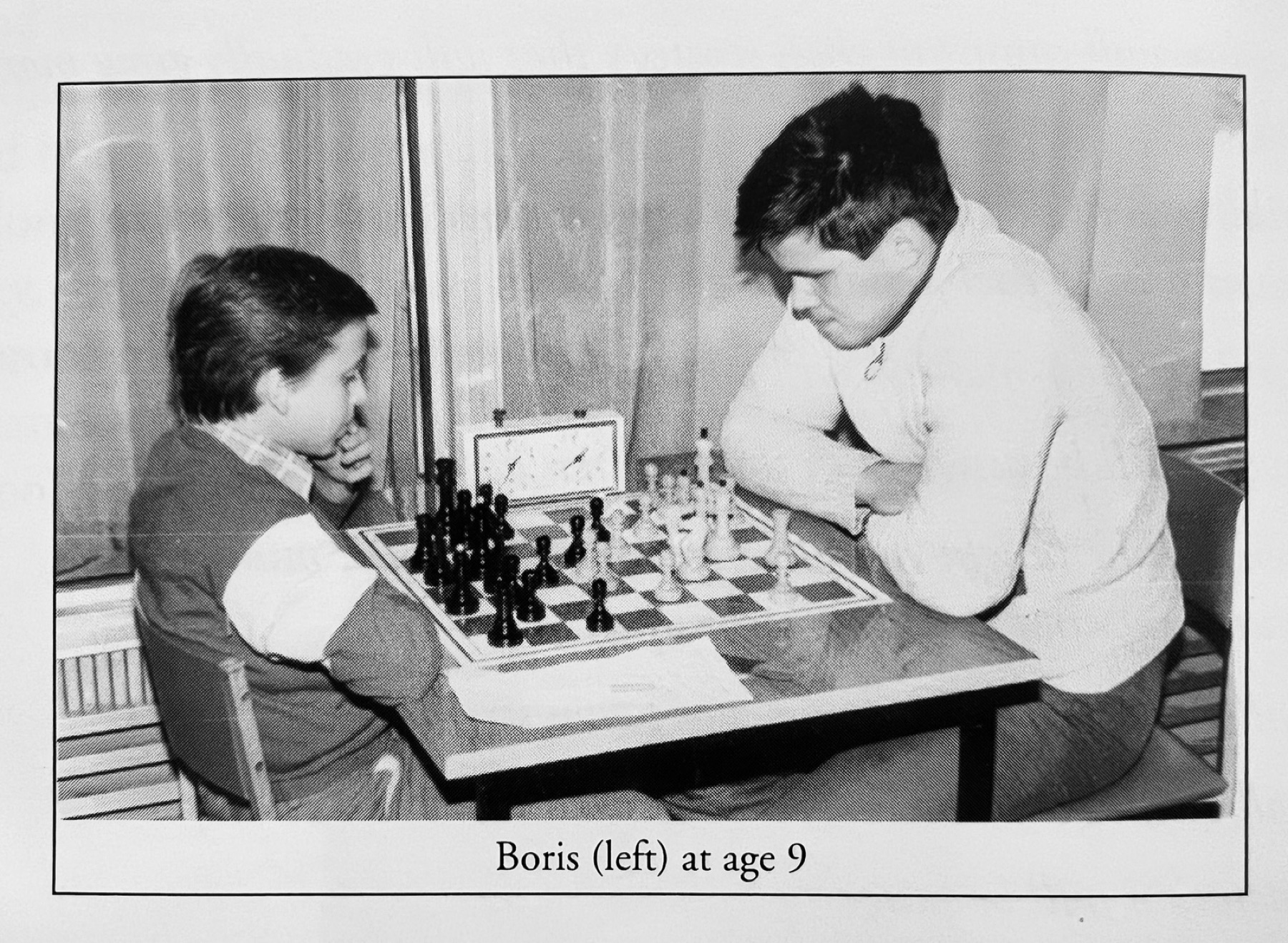 Nine-year-old Boris Kreiman deep in concentration at the Moscow Open